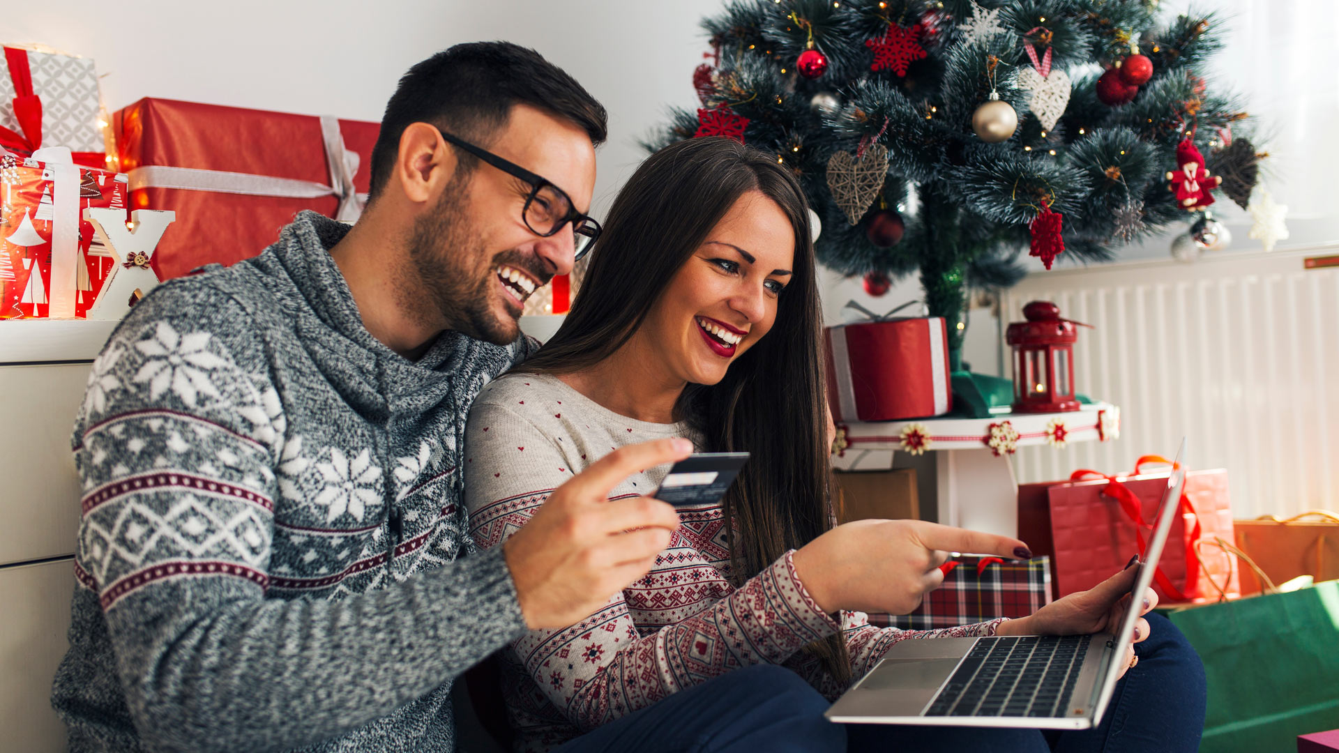 Christmas Couple Shopping Online